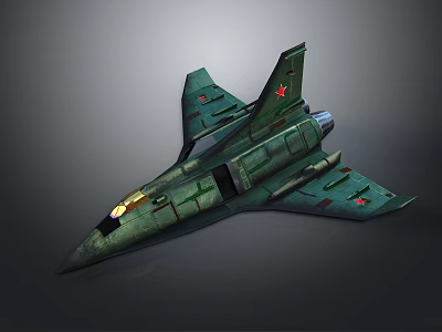 Green Cosmic Aerospace Vehicle With Red Star Emblem And Design Features 3d model