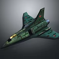 Green Cosmic Aerospace Vehicle With Red Star Emblem And Design Features