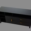 Modern Black Entryway Cabinet Console Table With Drawers Cabinet Doors And Golden Handles