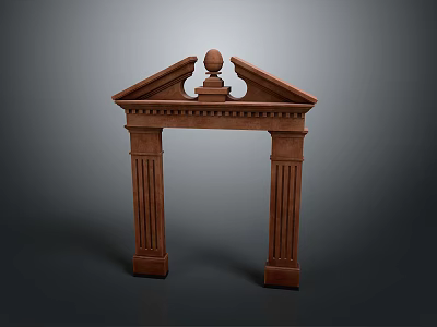 Scenic Historic Landscape Featuring Brown Archway With Ornate Columns And Decorative Top 3d model