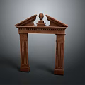 Scenic Historic Landscape Featuring Brown Archway With Ornate Columns And Decorative Top