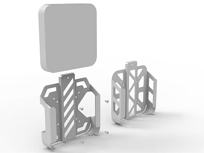 Wrought Iron Art Structural Brackets With Geometric Design For Panel Mounting Support 3d model