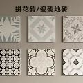 Decorative Patterned Floor Tiles With Various Geometric And Floral Designs 3d model