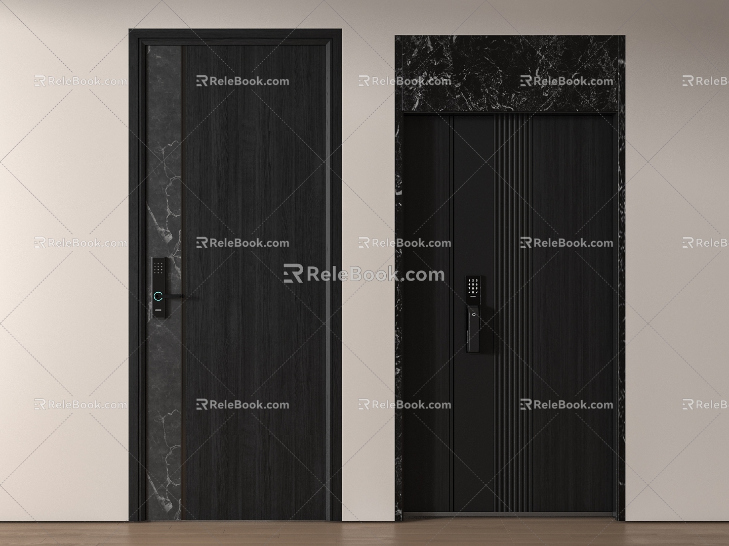 Modern double door 3d model