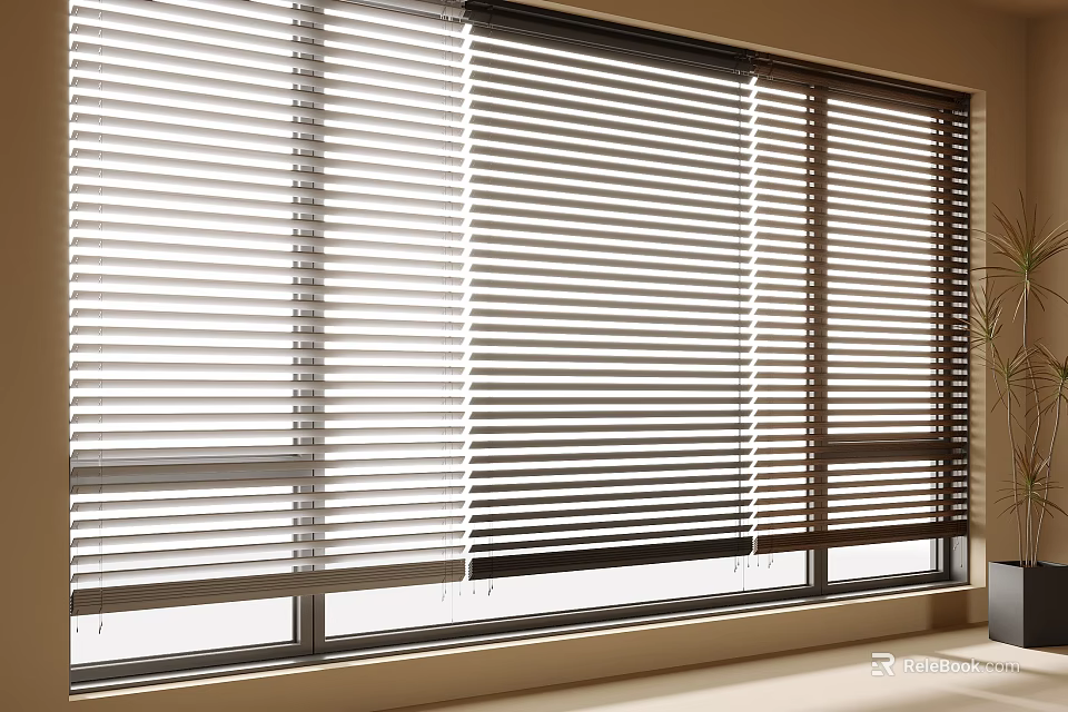 Modern Light Filtering Window Blinds With Adjustable Slats For Home Interior 3d model