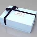 Blue Gift Box Set With Fresh Label Heart Shaped Item And White Packaging 3d model