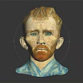 Van Gogh Themed Decorative Furniture Bust With Yellow Hair Red Beard And Blue Patterned Clothing