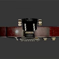 Red Electric Guitar Musical Instrument With Glossy Body And Wooden Neck Reflection