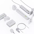 Modern Switch Panel And Power Strips With Chargers And Cable Organizers For Home Use