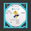 Industrial Silver Cylindrical Tank With Blue Support Frame And Safety Warning Labels