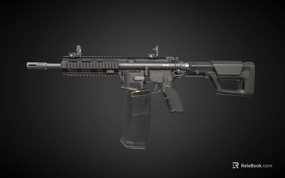 Modern Black Tactical Assault Rifle With Rail System And Detachable Magazine Firearm 3d model 