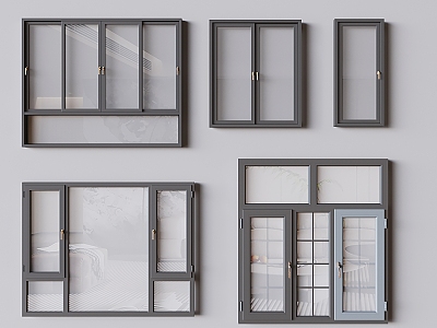 Modern casement window bay window broken bridge aluminum glass single window 3d model