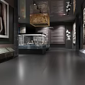 Cultural Center Interior With Exhibits Paintings Pottery And Display Cases
