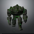 Stone Golem Creature With Green Moss And Glowing Circular Patterns On Body