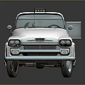 Vintage White Mini Truck With Open Door And Red Seats Design