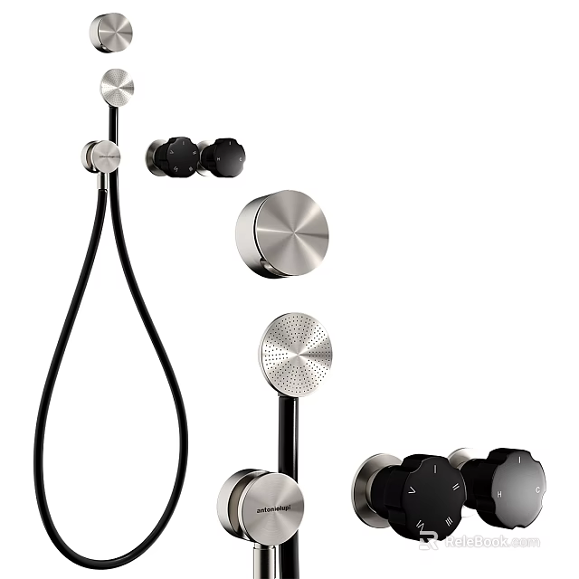 Modern Shower System With Sleek Handheld And Rain Showerheads Metal Control Knobs 3d model