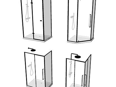 Shower Sauna Glass Enclosures With Different Modern Design Styles For Bathroom 3d model