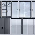 Different Sliding Door Styles Including Glass Louvered Grid and Panel Designs 3d model