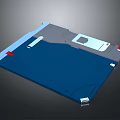 Blue Floppy Disk With Gray Casing Red Label And Metal Slider 3d model