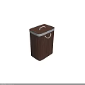 Wooden Laundry Basket With Striped Design White Lid And Rope Handle For Home Use