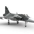 Gray Military Gripen Fighter Jet Model With Missiles And Landing Gear
