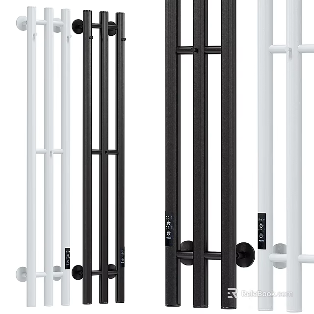 Modern Bathroom Cabinet Rack With Black And White Metal Sleek Design For Storage 3d model 