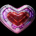 Heart Shaped Decorative Ornament Set With Metallic Frame Red Purple Pink Illuminated Center