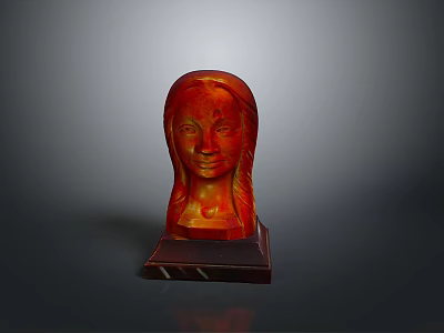 Medical Training Head Model With Red Surface And Dark Base Stand 3d model