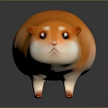 Chubby Orange And White Cartoon Hamster Character In Game Animation With Red Eyes On Dark Background