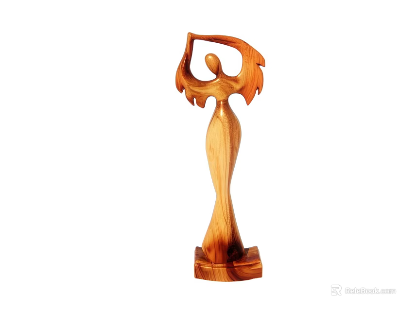 Wooden Sculpture Carving of Human Figure With Wings Elegant Design 3d model 