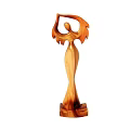 Wooden Sculpture Carving of Human Figure With Wings Elegant Design