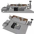 Modern Sofa And Coffee Table Set With Marble Top Round Pillows And Woven Rug 3d model