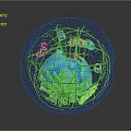 Colorful Marine Animals Inside Transparent Sphere With Green Plants And Decorative Elements
