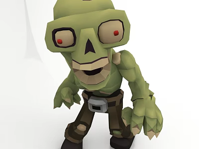 3D Cartoon Zombie Character With Green Skin Red Eyes And Playful Design 3d model