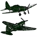 Green Camouflage Military Propeller Airplanes Side View Design Illustration