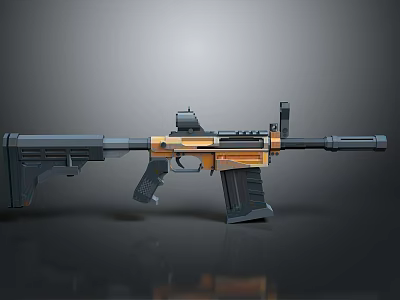 Black And Orange Tactical Rifle With Scope Magazine And Modern Design 3d model
