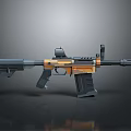 Black And Orange Tactical Rifle With Scope Magazine And Modern Design