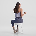 Modern Woman Sitting Female Characters 3d model