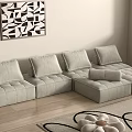 Poliform modern tofu block sofa multiplayer combination 3d model