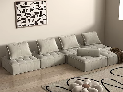 Poliform modern tofu block sofa multiplayer combination 3d model