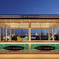 Strawberry Mall Store With Open Counter String Lights Surfboard Decor And Beach Theme