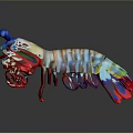 Colorful Aquatic Animal Anatomical Model With Blue Antennae Red Limbs And Multicolored Body