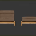 Set of Two Brown Wooden Lounge Chairs With Comfortable Cushioned Seats