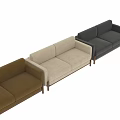 Modern Light and Dark Colored Fabric Sofas With Wooden Legs And Comfortable Seats 3d model
