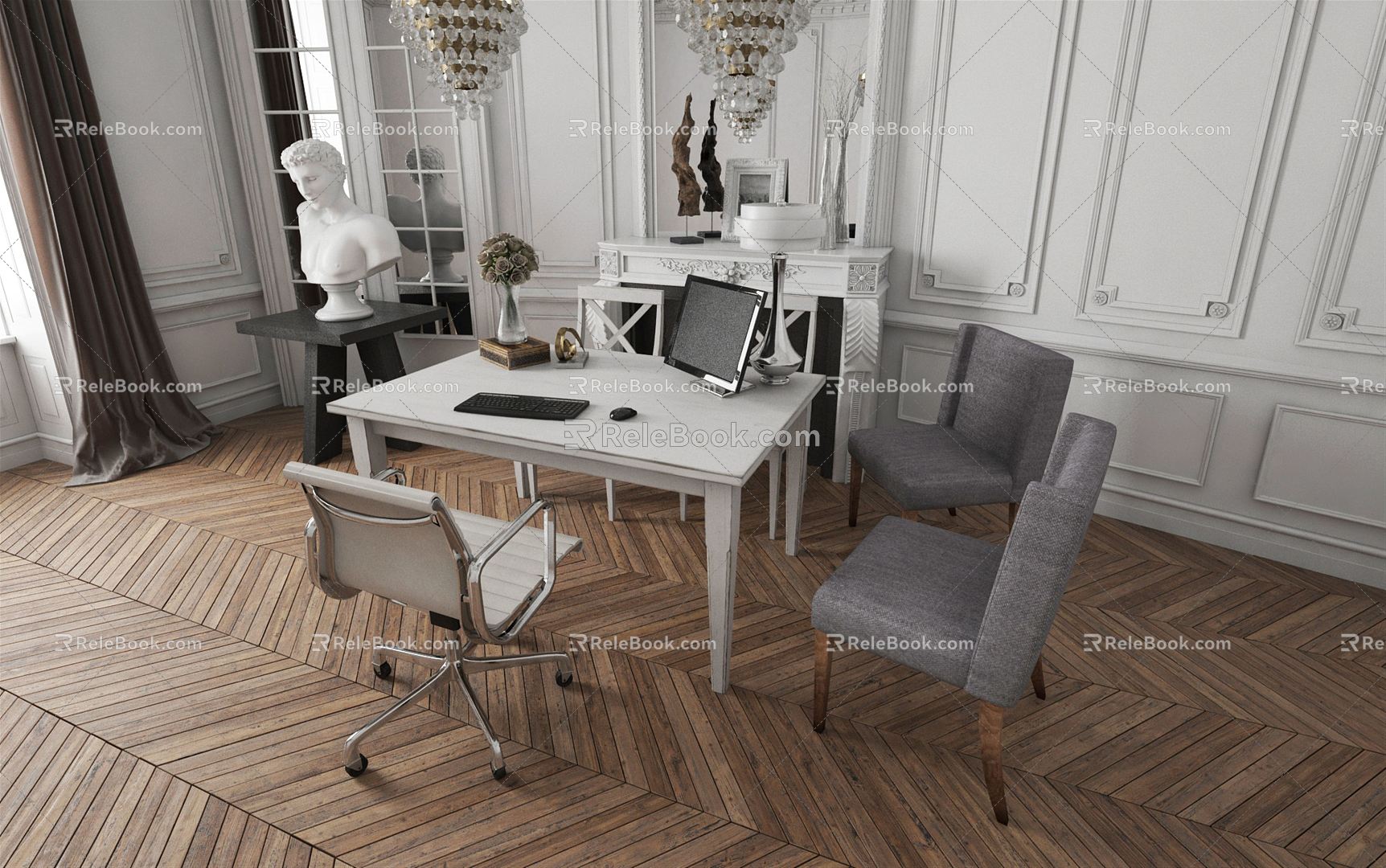 Modern Desk Chair Sofa Desk 3d model