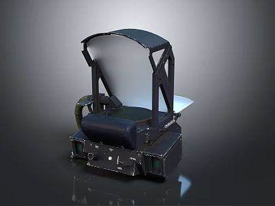 Ergonomic Military Aircraft Cockpit Seat With Black Protective Frame And Cushioned Backrest 3d model
