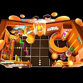 Orange Themed Exhibition Booth With Beverage Products And Brand Display Elements