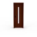 Wooden Door Components With Brown Wood Grain White Decorative Strip and Black Handle