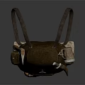 Brown Leather Backpack With Straps Pockets And Outdoor Rolled Blanket Accessory 3d model