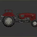Vintage Red Tractor With Rustic Large Wheels Old Seat And Exposed Engine Parts